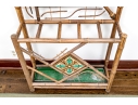 Antique 19th C. Bamboo And Hand-painted Tile Hall Tree