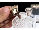 Antique Collection Of Five Sterling Silver Mounted Vanity Items