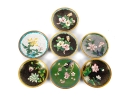 Set Of Seven Cloisonné Enamel Floral Dishes