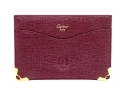 Cartier Burgundy Leather Single Card Holder, Must De Cartier