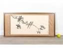 Large Chinese Ink And Watercolor Painting Of Birds On A Branch