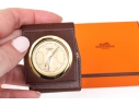 Hermes Diminutive Travel Alarm In Leather Case, Boxed