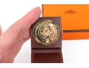 Hermes Diminutive Travel Alarm In Leather Case, Boxed