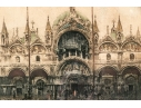 J. Wolf, Signed Hand Colored Etching, St. Mark's Basilica, Piazza San Marco Venice 