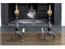 Pair Of Brass And Iron Andirons