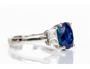 Platinum Beautiful Sapphire And Diamond Three Stone Ring, Size 5.75