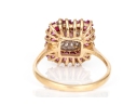 14k Yellow Gold Ruby And Diamond Cluster Ring, App. 0.03 TCW In Diamonds, Size 7.75
