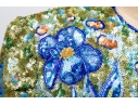 Neman Marcus Stunning Blue Dress With Sequinned Floral Jacket, Size 8