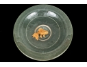 Large Quality Decorative Glass Bowl With Raised And Gilt Finished Koi Fish