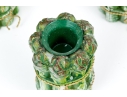 Suite Of Six Heavy Resin Asparagus Form Candlesticks With Small Wax Cups