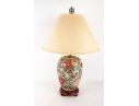 Colorful Floral Porcelain Table Lamp With Shade