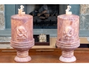 Highly Decorative Carved Stone Lidded Stone Vessels