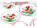 Thirty-One Piece French St. Clement Hand-Painted Ceramic Dining Service