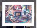 Signed Pastel On Paper, Family Home Interior