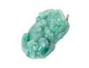 Striking Carved Green Nephrite Jade Pendant, Possibly A Dragon, Fu Dog Or Bixie Motif