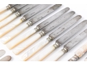 Set Of Antique English Mother Of Pearl Handled Knives, 28 Pieces
