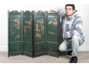 3ft Hand-Painted Chinese Four-Panel Folding Screen