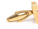 14k Yellow Gold Vintage Brutalist Motif Lozenge Shaped Lever Back Cufflinks