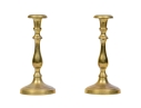 Pair Of Antique Brass Candlesticks, 18th C. 