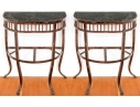 Pair Of Marble Top Iron Framed Consoles