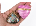 Two Gorgeous French Limoges Enameled Heart Form Pill Boxes