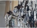 Elaborate Wrought Iron And Handcut Crystal 6 Lite Chandelier
