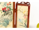 Miniature Chinese Hand-Painted Silk Folding Table Screen