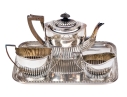 Fine Antique English Silveplate Three Piece Single Serve Tea Set