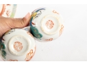 Chinese Porcelain Dragon And Phoenix Plate With Eight Tea Cups