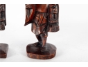 Pair Of Chinese Carved Wood Elder Figures With Removable Hats