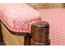 Mahogany And Cane Custom Upholstered Accent Armchair