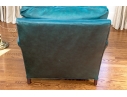 Hancock & Moore Green Leather Upholstered Club Chair With Ottoman
