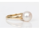 Tiffany & Co. 14k Yellow Simple Cultured Freshwater Pearl Solitaire Ring, Size 3, See Note
