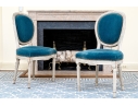 Pair Of Louis XVI Style Custom Upholstered Medallion Back Side Chairs