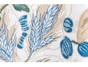 Bennison “Wheat Flower” Pattern Upholstered Skirted Table With Glass Top