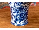 Decorative Chinese Pair Of Blue And White Basket Form Vases