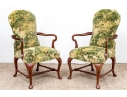 Pair Of Custom Upholstered Mahogany Swan Neck Armchairs