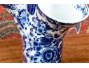 Decorative Chinese Pair Of Blue And White Basket Form Vases