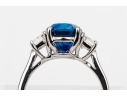 Platinum Beautiful Sapphire And Diamond Three Stone Ring, Size 5.75