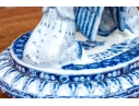 Decorative Blue And White Porcelain Compote Centerpiece