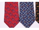 Four Beautiful Salvatore Ferragmo Mens Silk Neck Ties, Made In Italy 