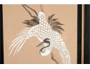 Pair Of Framed Asian Paintings On Silk Of Cranes