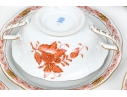 Herend Hungary Hand-Painted Dinner Service For Fourteen,  Rust Chinese Bouquet (AOG) Pattern