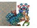 Koji Pottery Enameled Ceramic Figure Of A Foo Dog On Ball