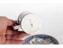Japanese Imari-Style Porcelain Teacup And Saucer With Children/Floral Motifs