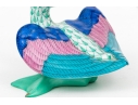Herend Hungary Hand-Painted Porcelain Goose Figure, Green Fishnet Pattern With Polychrome Wings