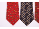Four Beautiful Salvatore Ferragmo Mens Silk Neck Ties, Made In Italy (golf)