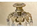 Elegant Pair Of Brass And Stone Girandole Candlesticks