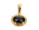 Gumps 18k Yellow Gold Classic Oval Black Onyx Ribbed Frame Pendant/enhancer