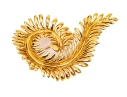Tiffany & Co. 18k Yellow Gold Schlumberger Magnificent Stylized Furling Feather Brooch